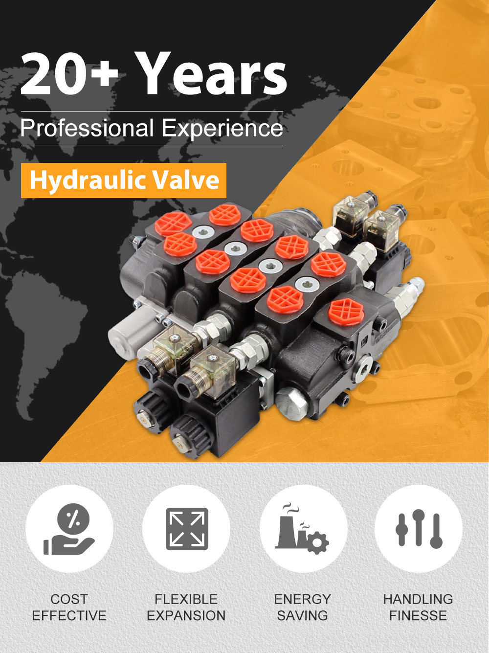 SD8 Solenoid and Joystick 3 Spool Sectional Directional Valve detailed image